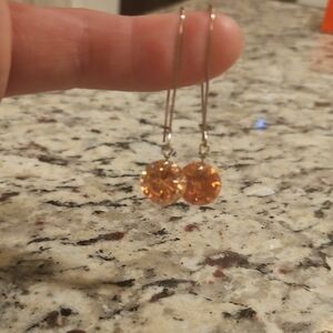 Chic Orange Crystal Drop Earrings